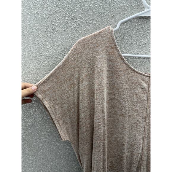 Express One Eleven Womens Shirt Large Brown Heathered Short Sleeve Low Cut Back - Picture 2 of 11